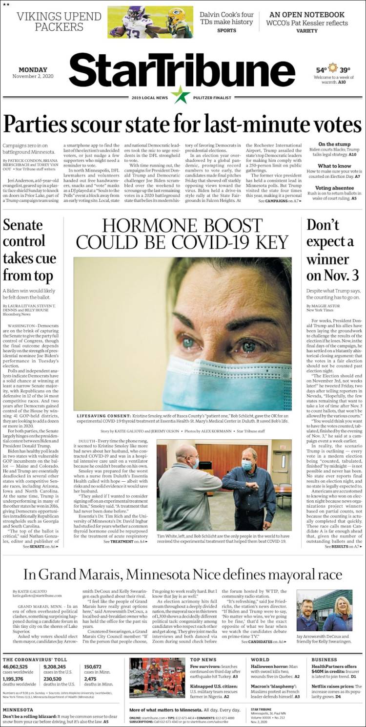 Portada de Star Tribune (USA)