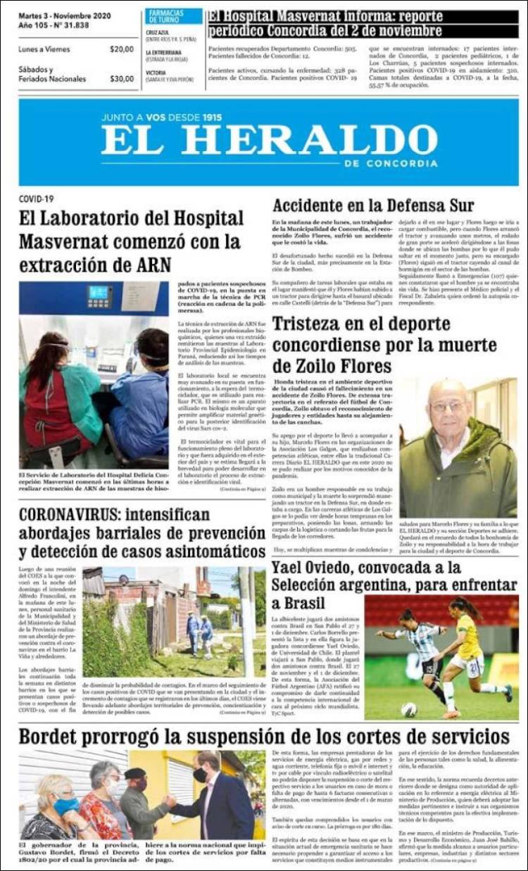 Portada de El Heraldo de Concordia (Argentina)