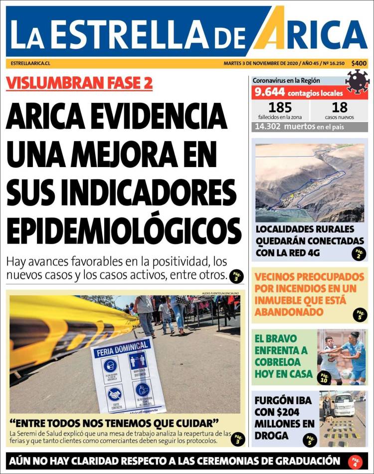 Portada de La Estrella de Arica (Chile)