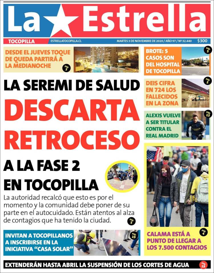 Portada de La Estrella de Tocopilla (Chile)