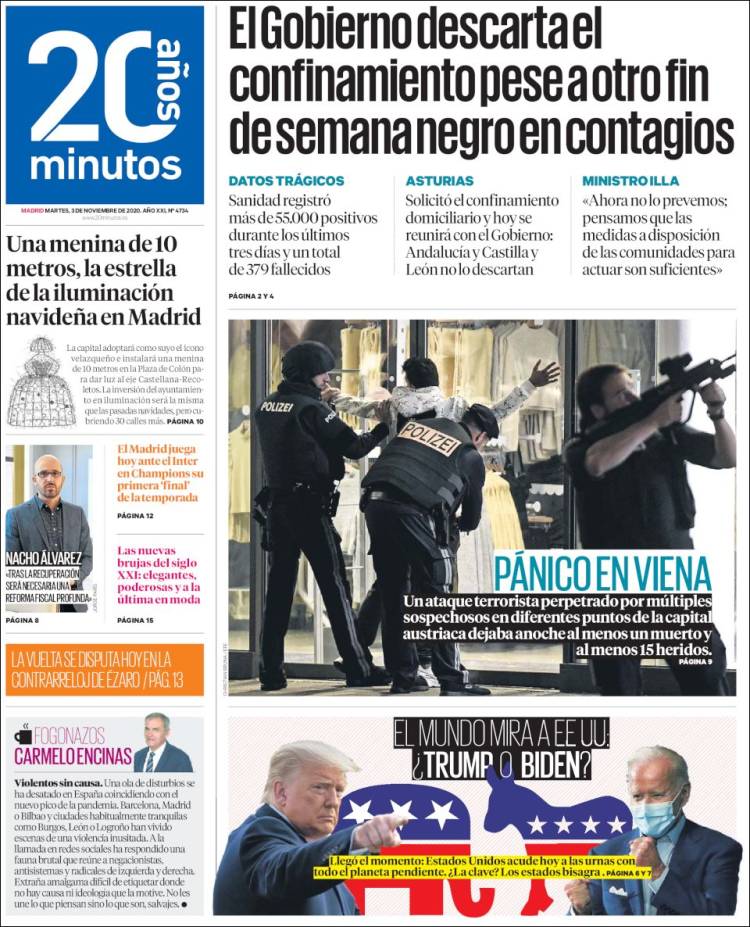 Portada de 20 Minutos - Madrid (España)