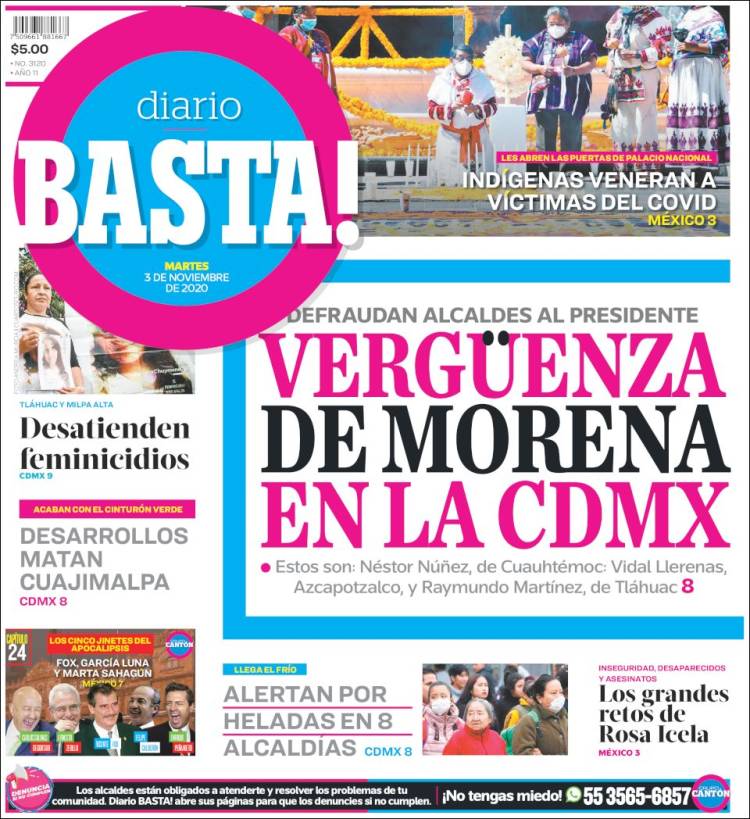 Portada de Diario Basta (México)