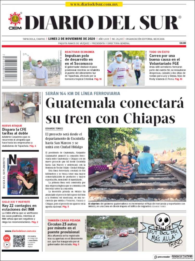 Portada de El Diario del Sur (México)