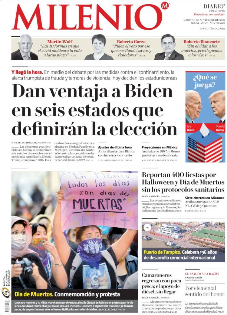 Portada de Milenio - Tamaulipas (México)