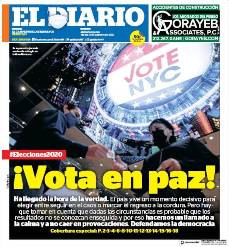 Portada de El Diario NY (USA)