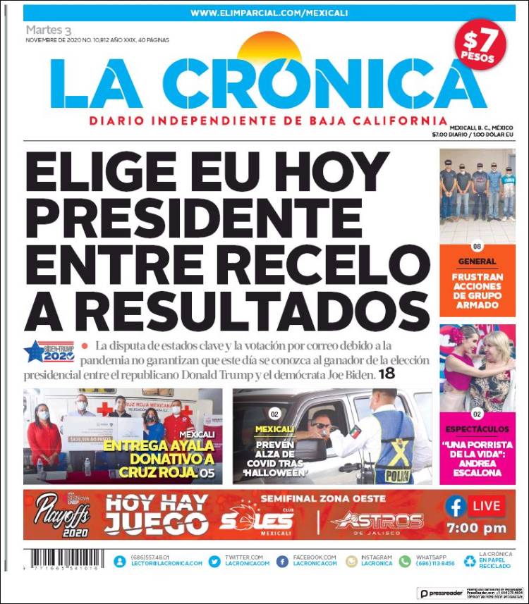 Portada de La Crónica de Baja California (México)