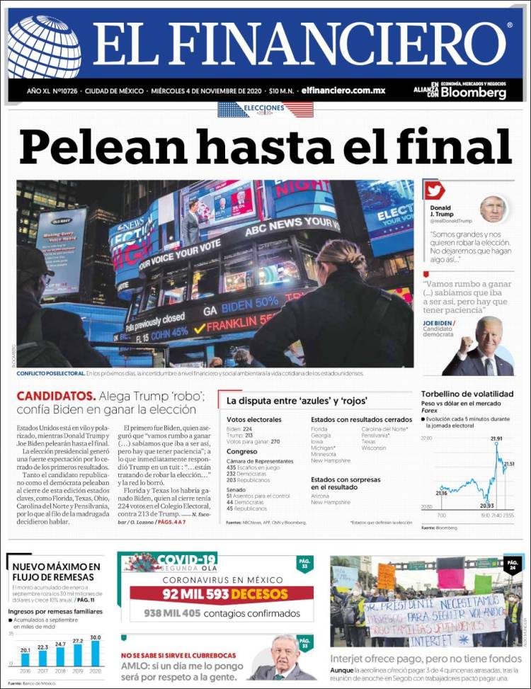 Portada de El Financiero (México)