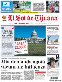 Portada de El Sol de Tijuana (México)