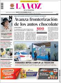 Portada de La Voz de la Frontera (México)