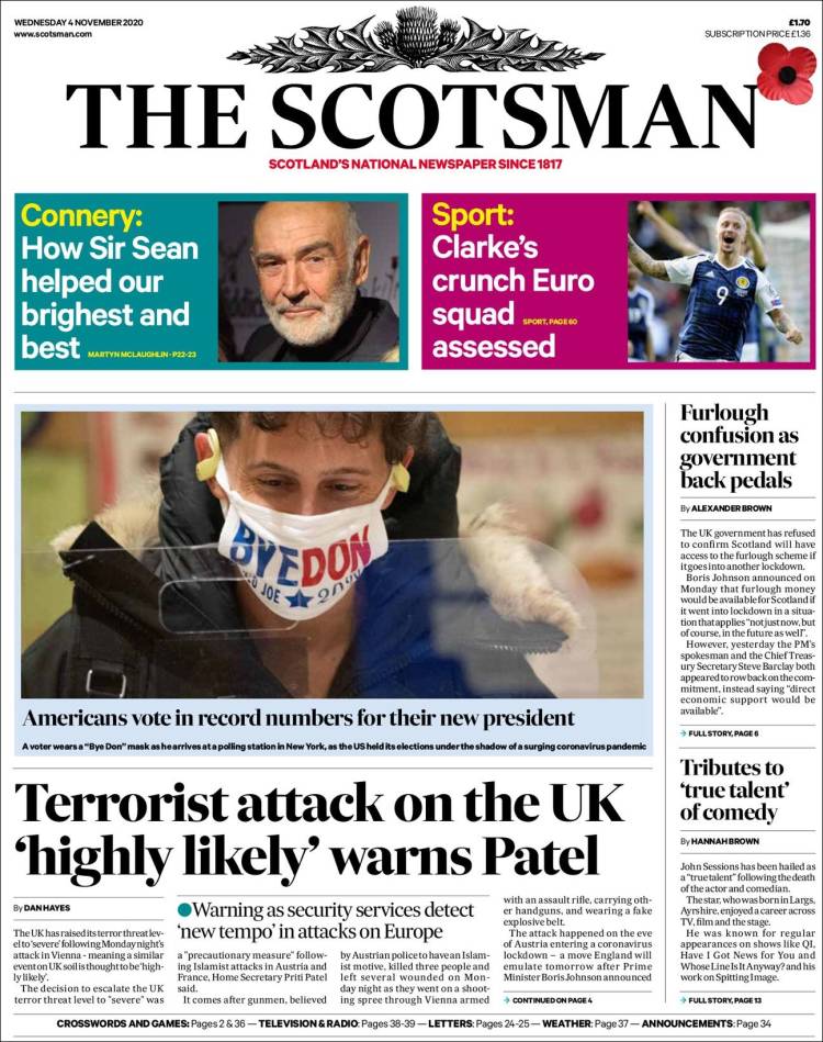 Portada de The Scotsman (Reino Unido)