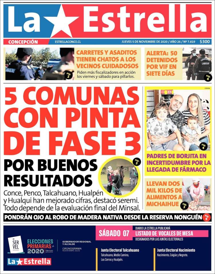 Portada de La Estrella de Concepción (Chile)
