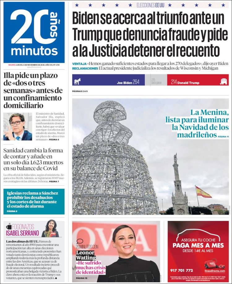 Portada de 20 Minutos - Madrid (Espa&ntilde;a)