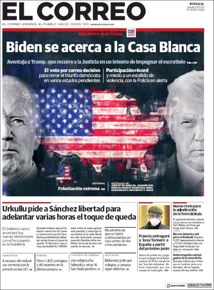 Portada de El Correo (Espa&ntilde;a)