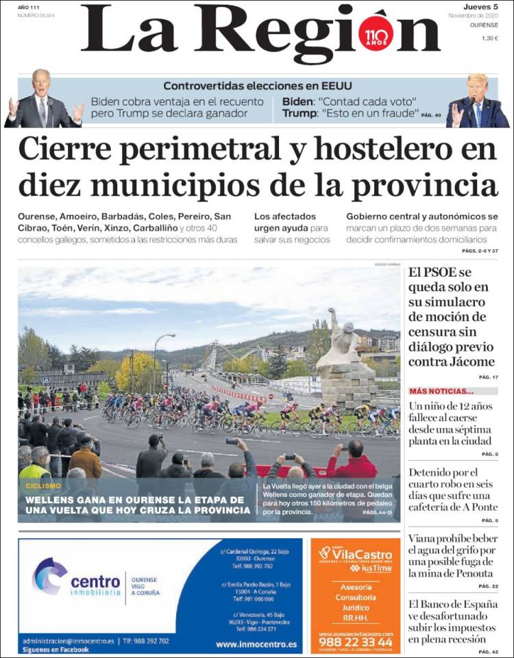 Portada de La Región de Ourense (Espa&ntilde;a)