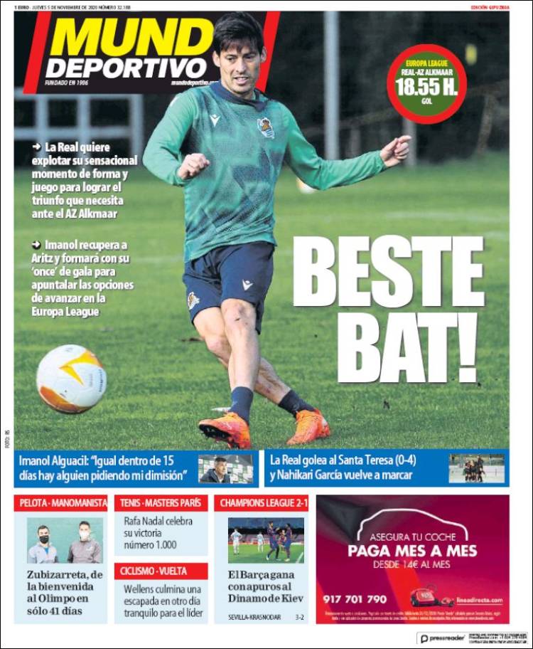Portada de Mundo Deportivo Gipuzkoa (Espa&ntilde;a)