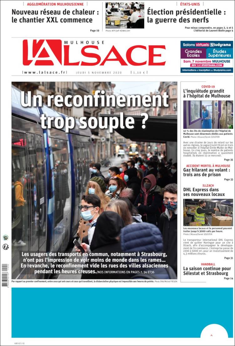 Portada de Journal L'Alsace (Francia)