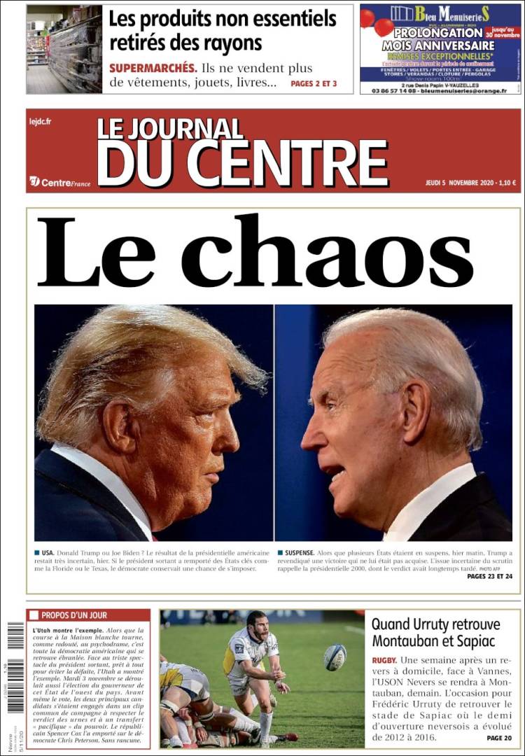 Portada de Le Journal du Centre (Francia)