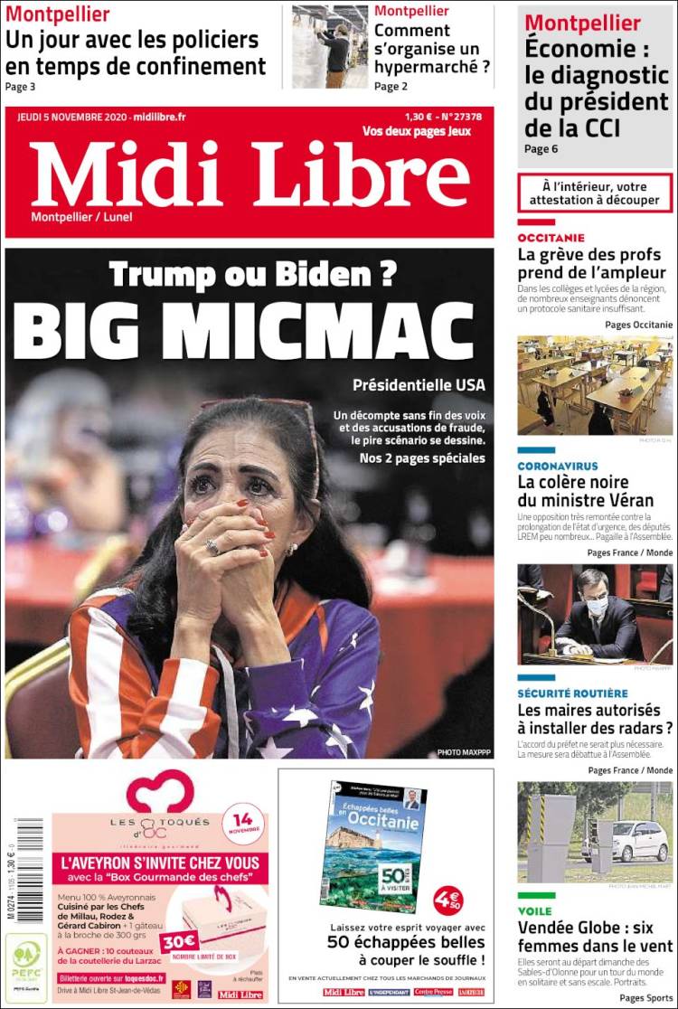 Portada de Midi Libre (Francia)