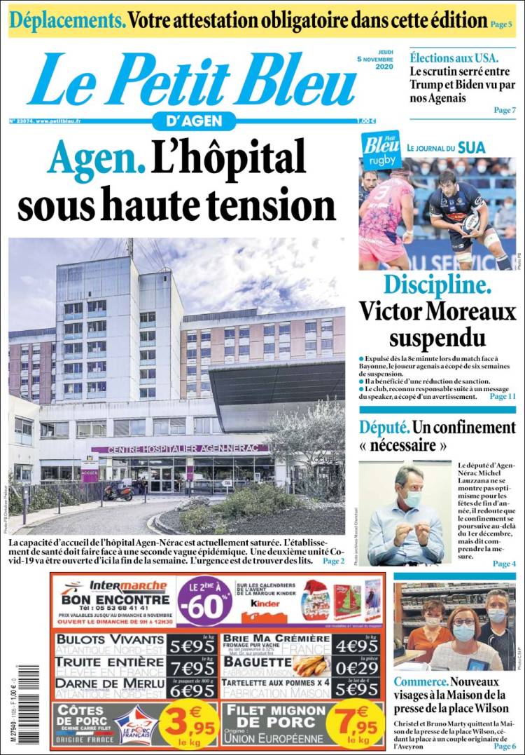 Portada de Le Petit Bleu (Francia)