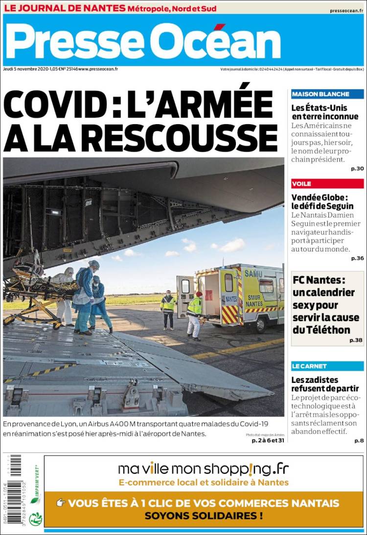 Portada de Presse Ocean (Francia)