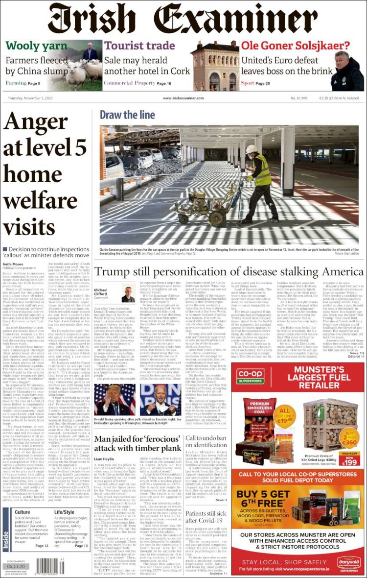 Portada de Irish Examiner (Irlanda)