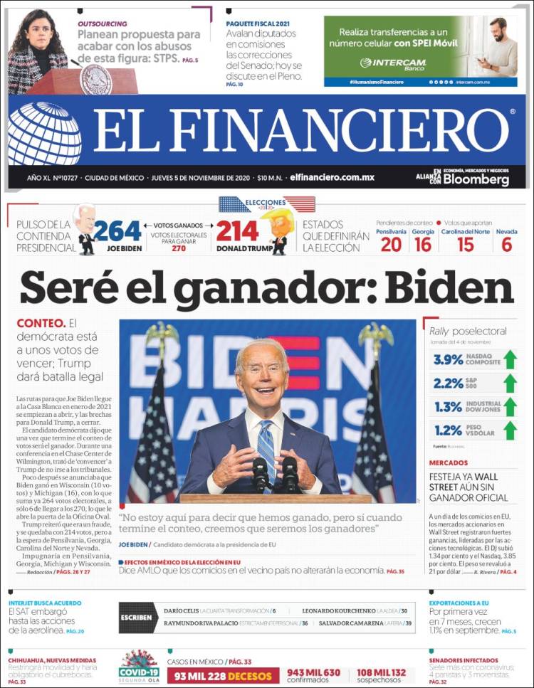 Portada de El Financiero (M&eacute;xico)