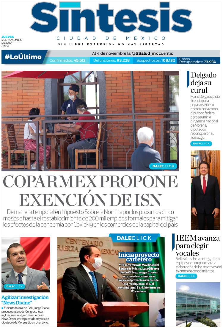 Portada de Síntesis Nacional (México)