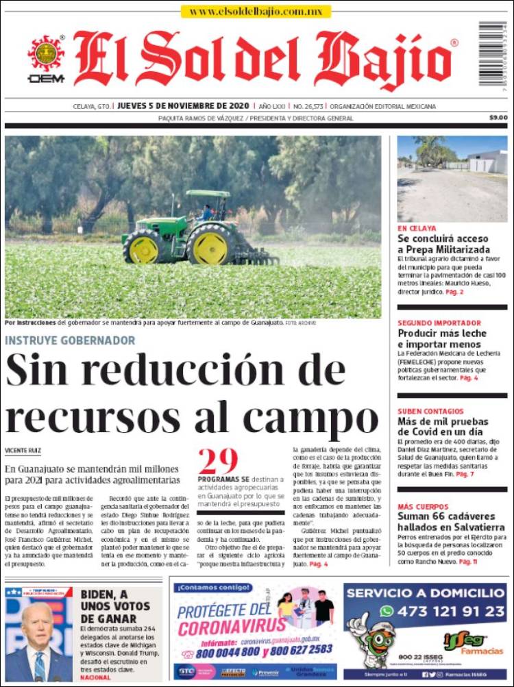 Portada de El Sol del Bajio (M&eacute;xico)