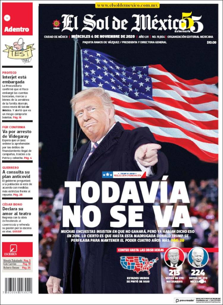 Portada de El Sol de México (M&eacute;xico)