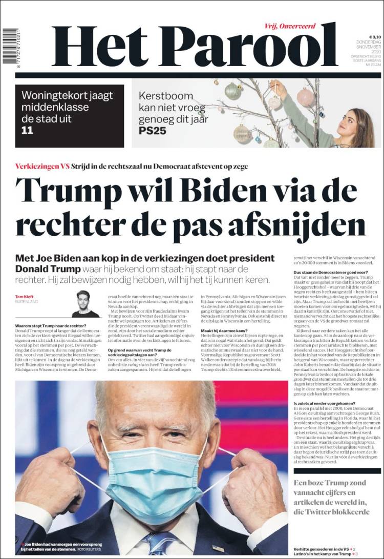 Portada de Het Parool (Pa&iacute;ses Bajos)