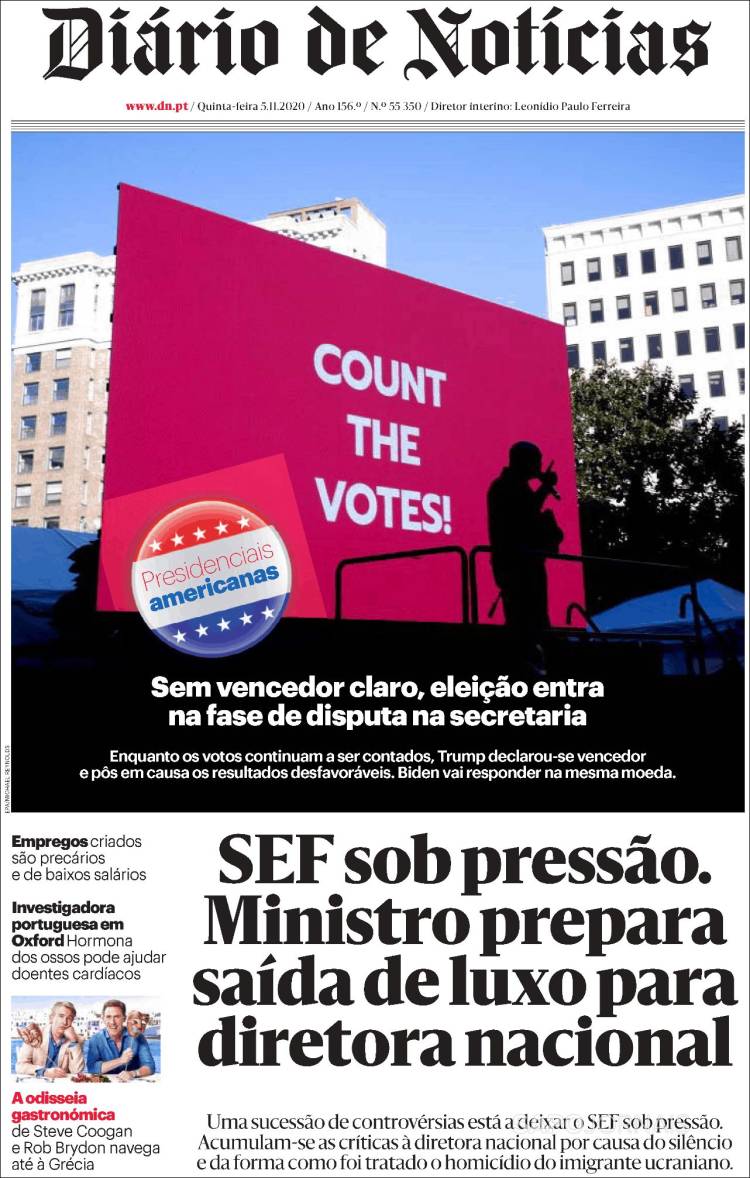 Portada de Diário de Noticias (Portugal)
