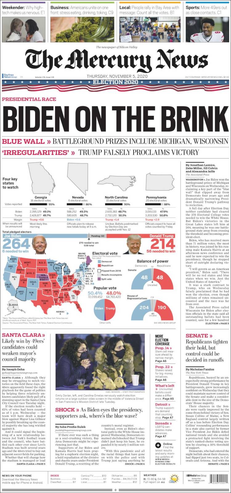 Portada de San Jose Mercury News (USA)