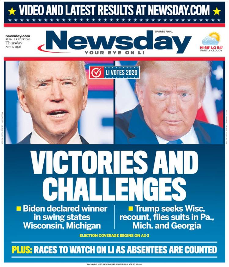 Portada de Newsday (USA)