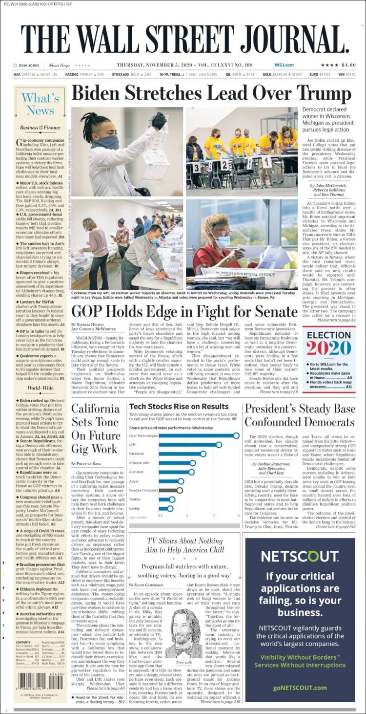 Portada de Wall Street Journal (USA)