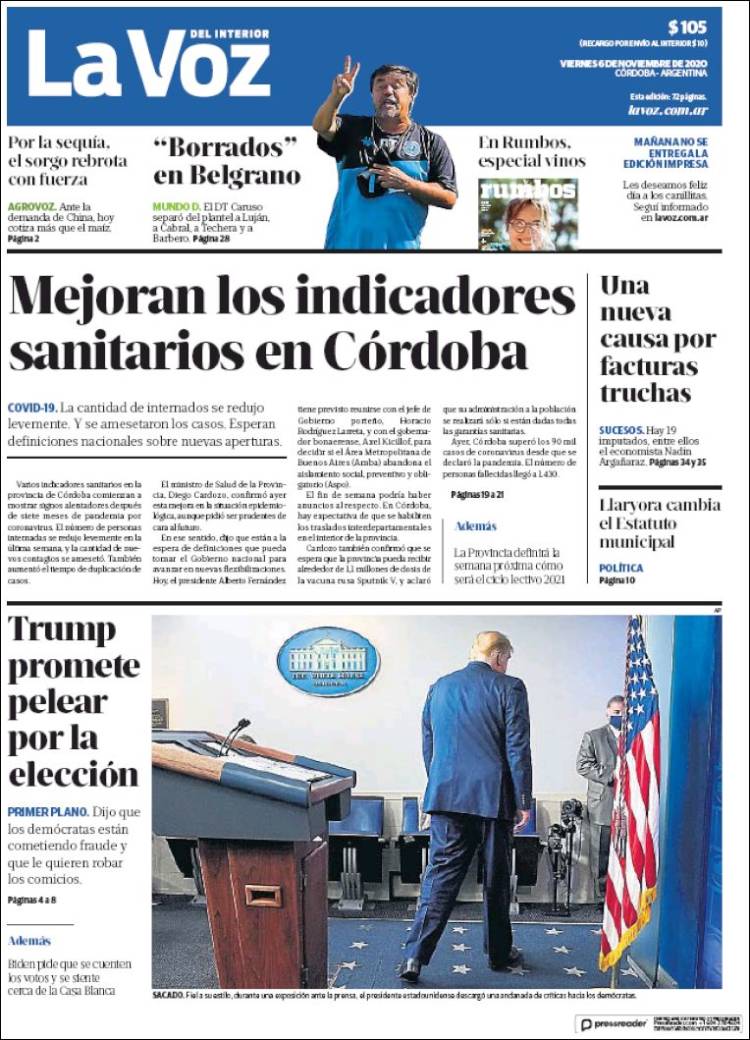 Portada de La Voz del Interior (Argentina)