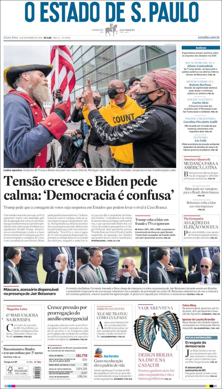 Portada de O Estado de São Paulo (Brasil)