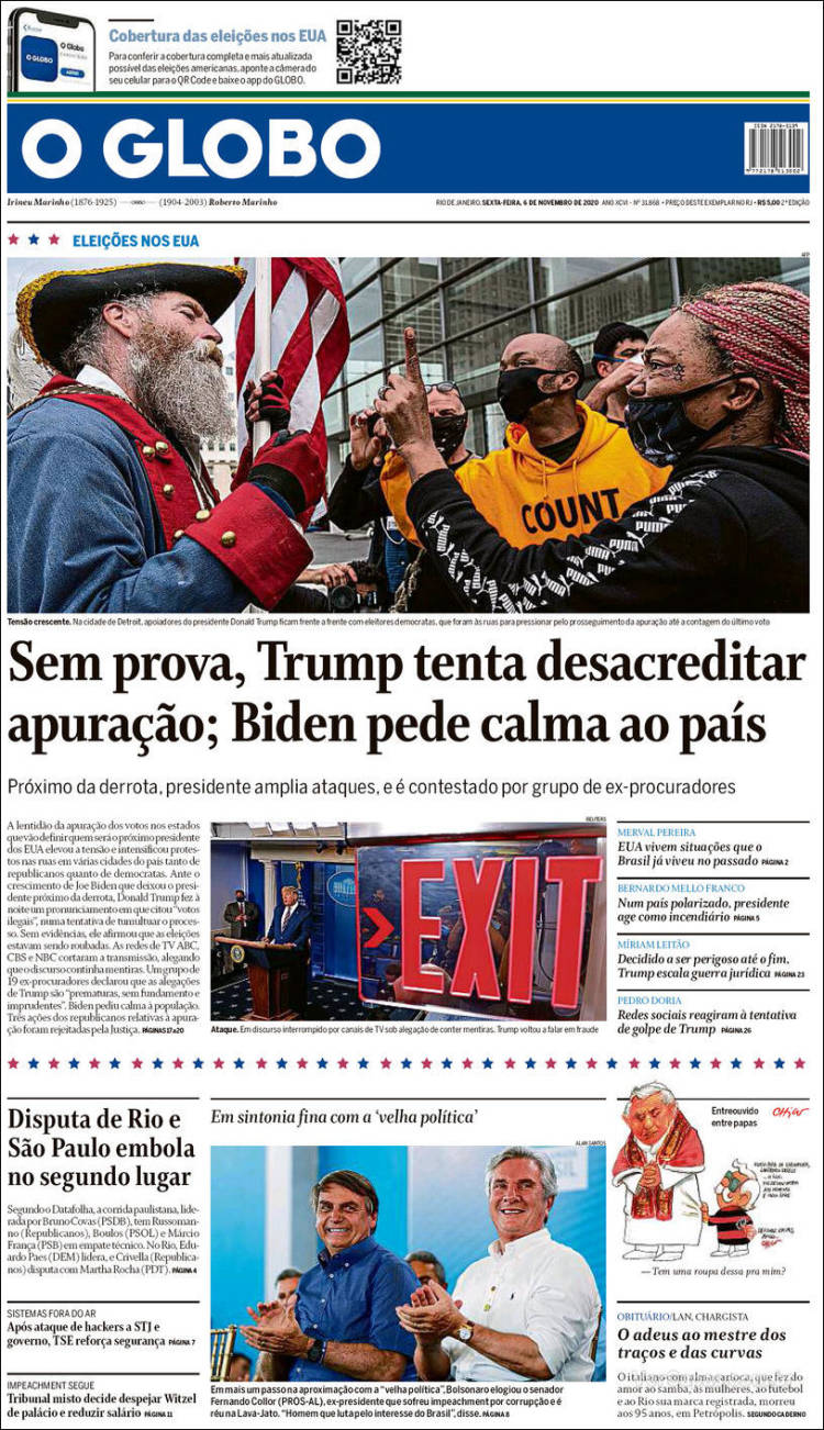 Portada de O Globo (Brasil)