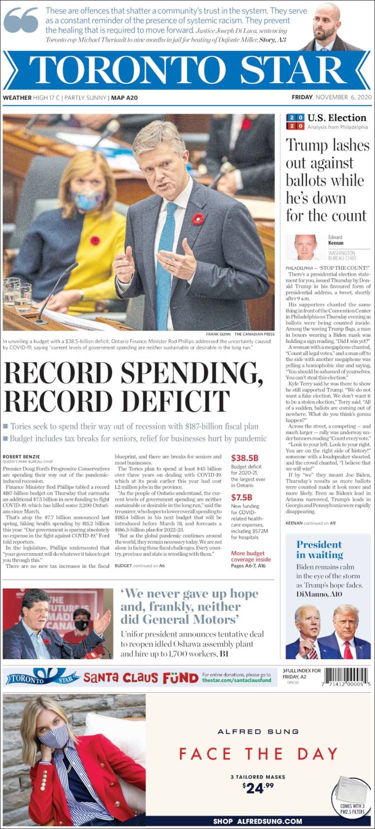 Portada de The Toronto Star (Canadá)