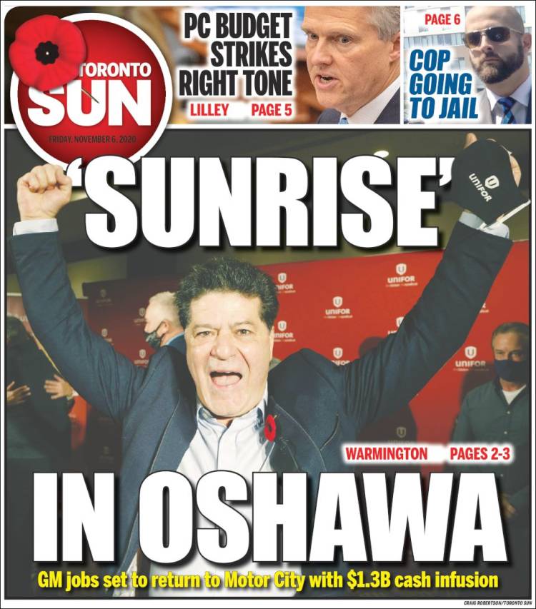 Portada de The Toronto Sun (Canadá)