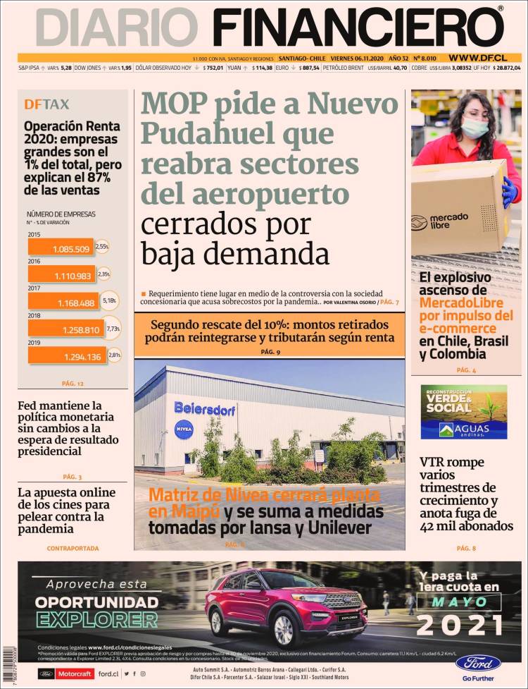 Portada de Diario Financiero (Chile)