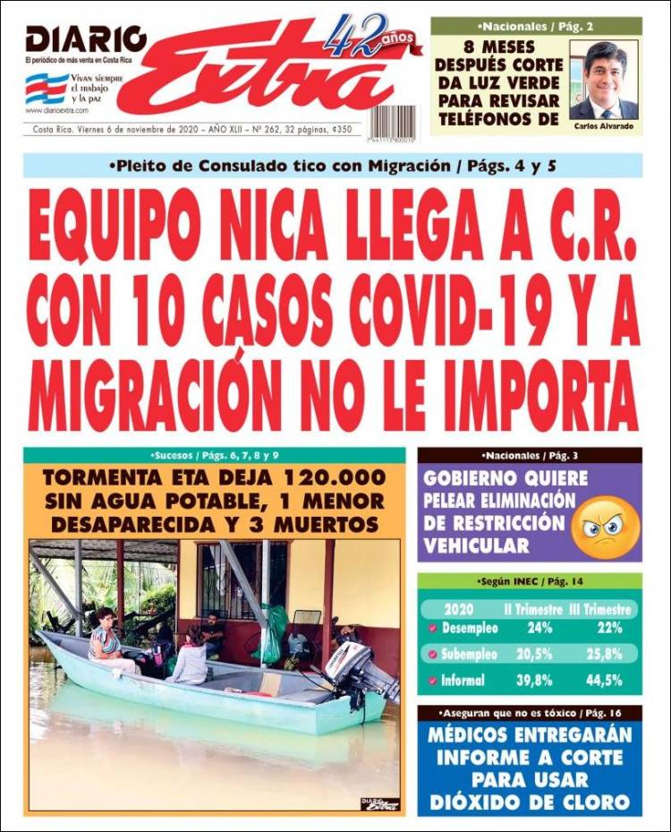 Portada de Diario Extra (Costa Rica)