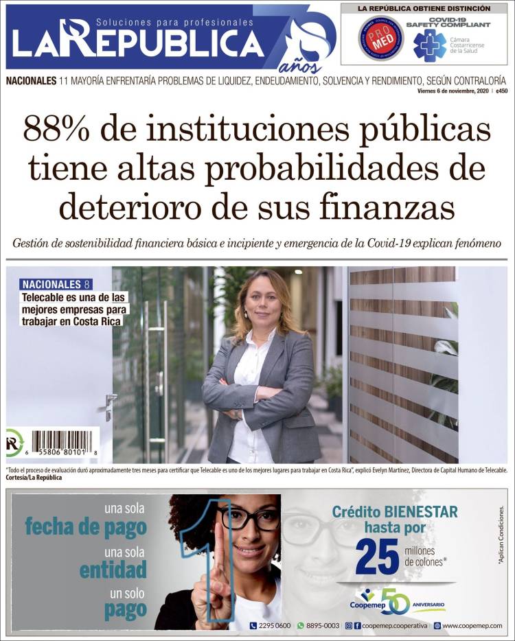 Portada de La República (Costa Rica)