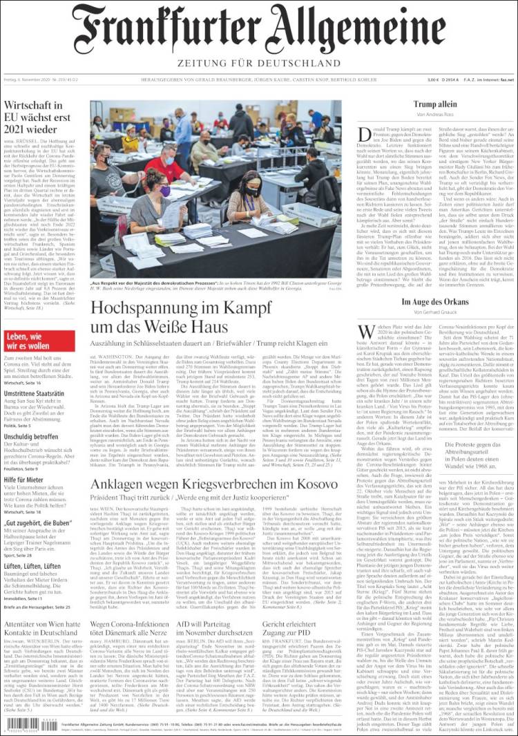 Portada de Frankfurter Allgemeine (Alemania)