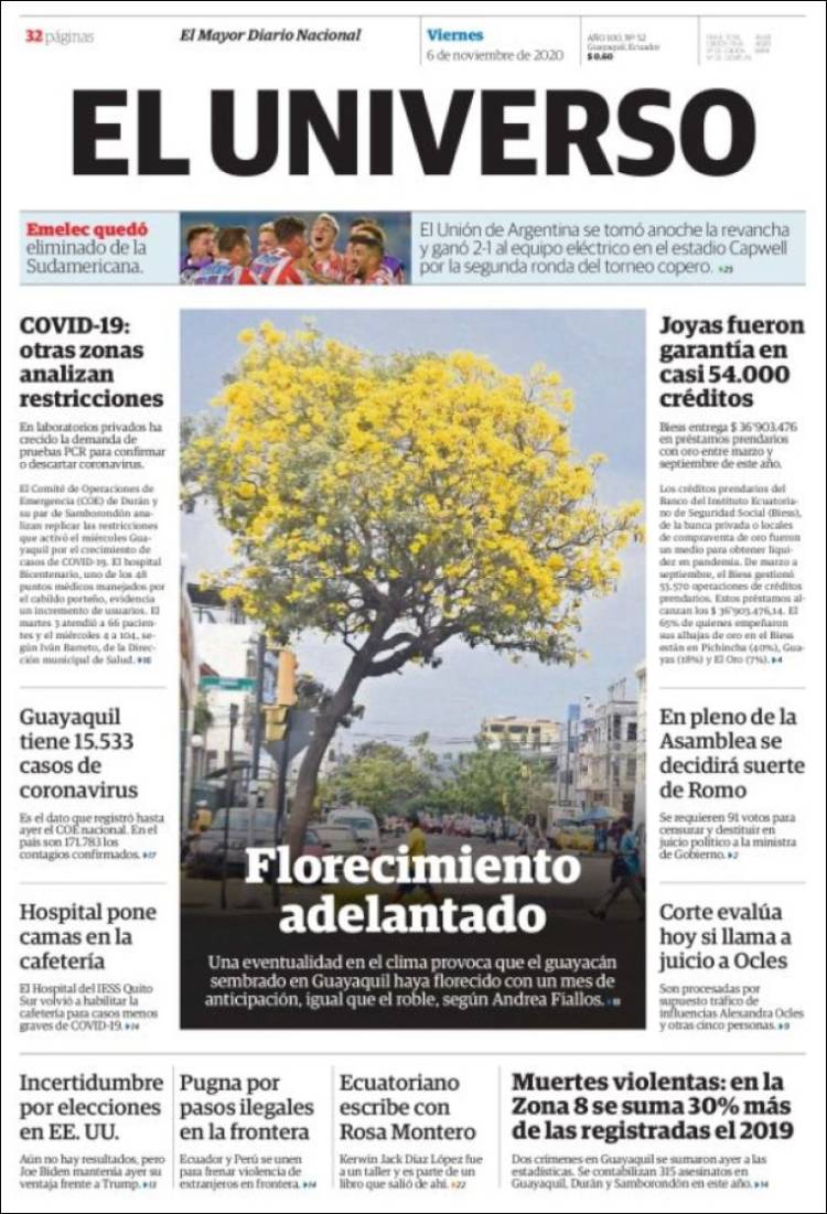 Portada de El Universo - Ecuador (Ecuador)