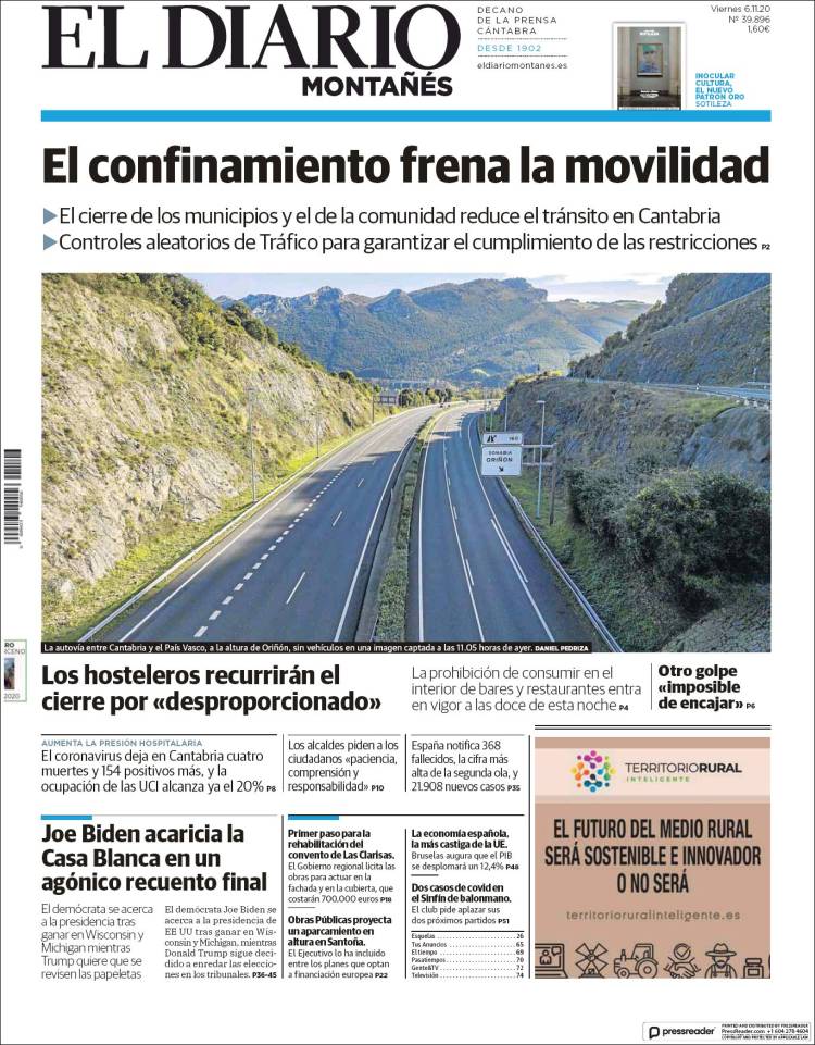 Portada de El Diario Montañés (España)