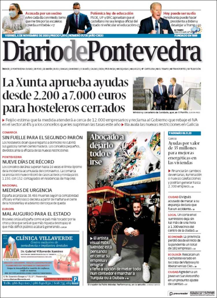 Portada de Diario de Pontevedra (España)