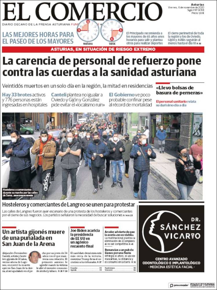 Portada de El Comercio (España)