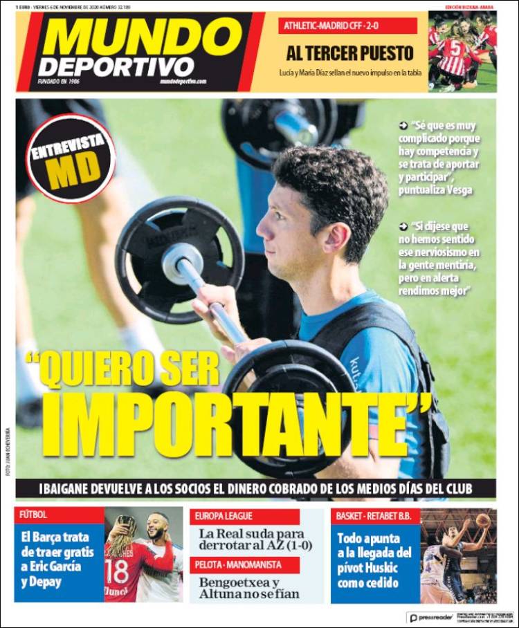 Portada de Mundo Deportivo Bizkaia (España)