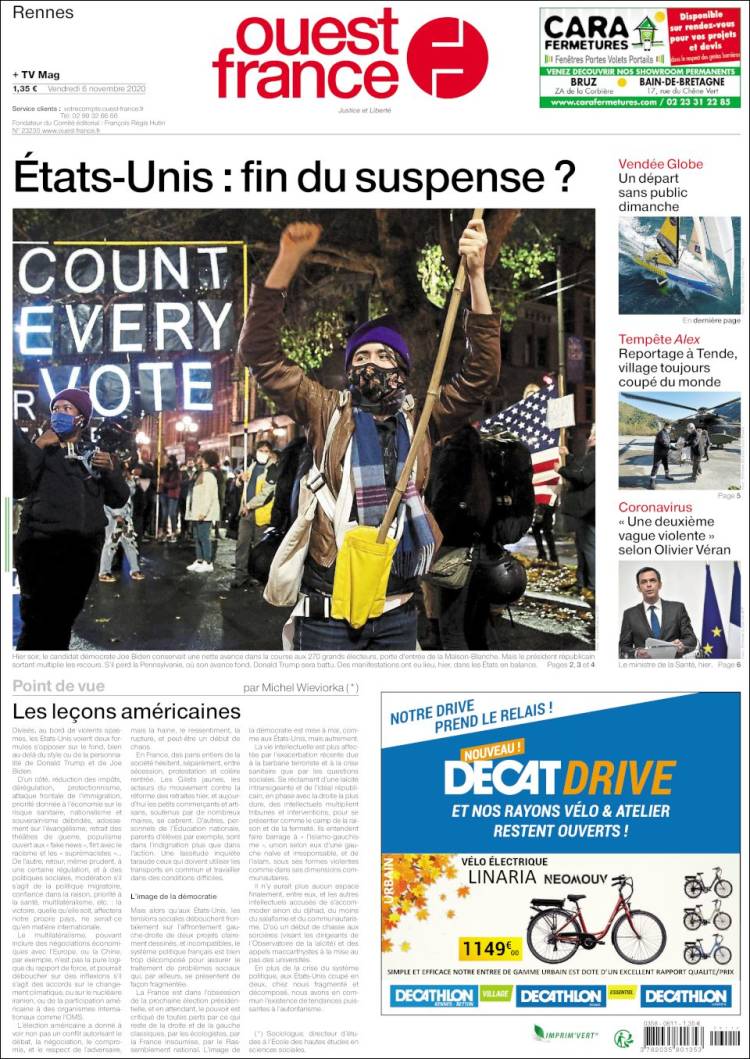 Portada de Ouest France (Francia)