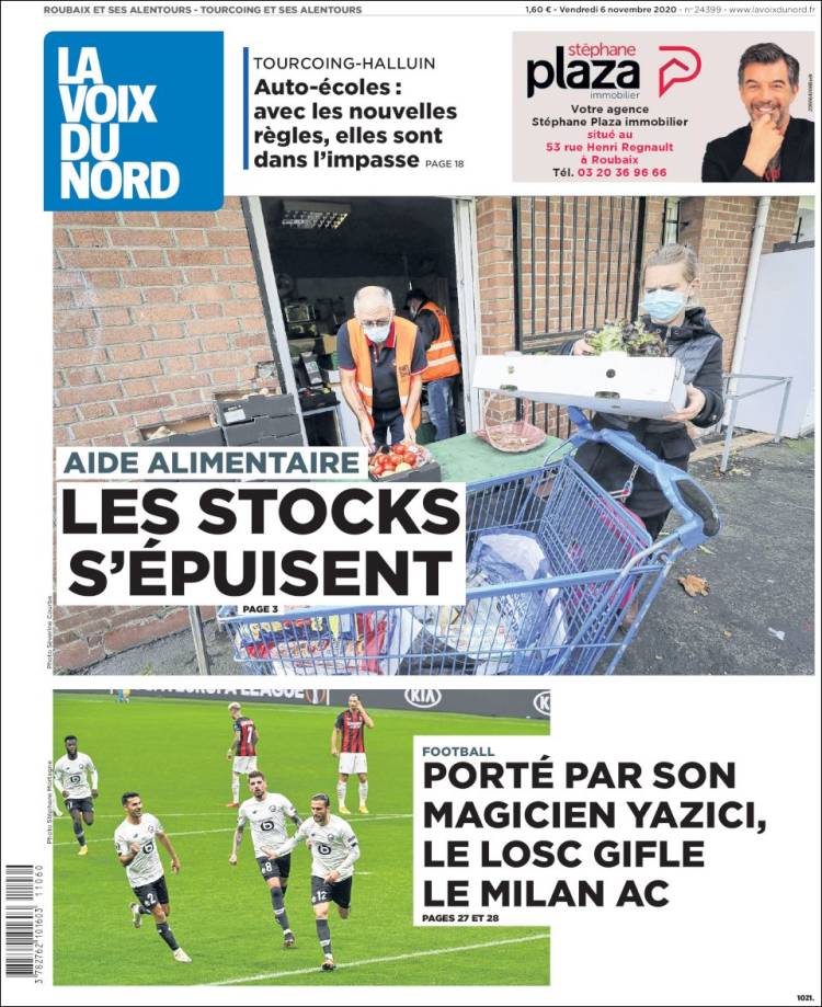 Portada de La Voix du Nord (Francia)